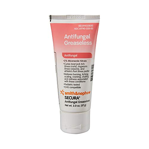 Smith+Nephew SECURA◊ Antifungal Greaseless Cream, Relieves Itching from Superficial Fungal Infections, Contains 2% Miconazole Nitrate, 2 Ounces