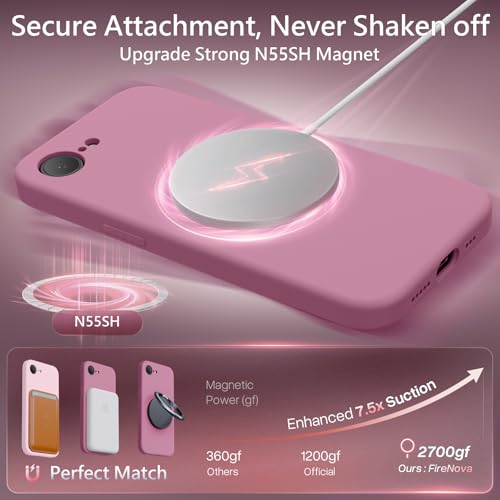 Image of FireNova Magnetic for iPhone 17e Case /iPhone 16e Case, Compatible with MagSafe, [Silicone Camera Protection] Microfiber Lining Phone Case, 6.1 inch, Lilac Purple