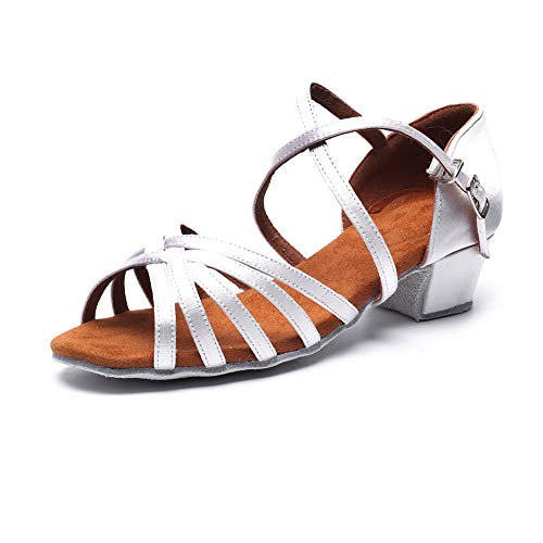 MSMAX Girls Latin Dance Shoe Low Heel Salsa Dancing Sandals for Women