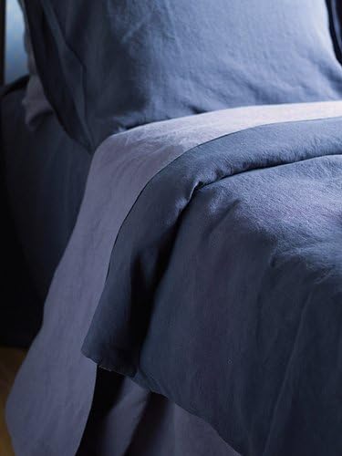 Stone Washed Bed Linen Flat Sheet, 108 by 102", Slate, Prewashed 100% Linen, Made in Europe, Top Sheet