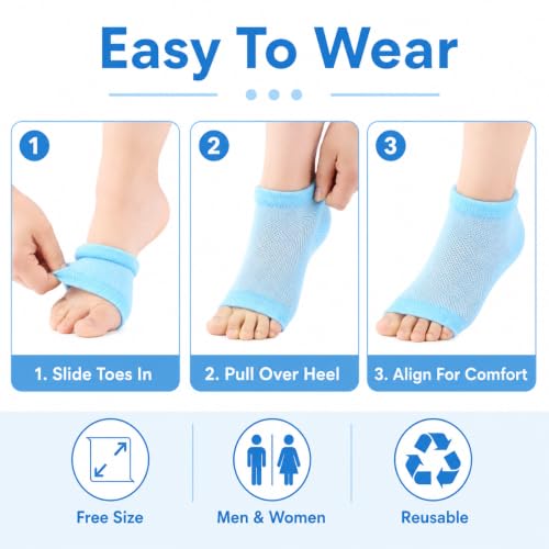 Image of Spa Gel Heel Socks for Men & Women, Cracked Heel Cushion Support