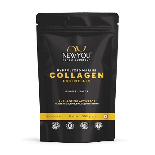 Image of NewYou 100% Hydrolyzed Marine Collagen Peptides Supplement | 5000mg per Serving | Supports Skin, Hair, Nail, Joint & Bone Health | Unflavoured Powder | 500g
