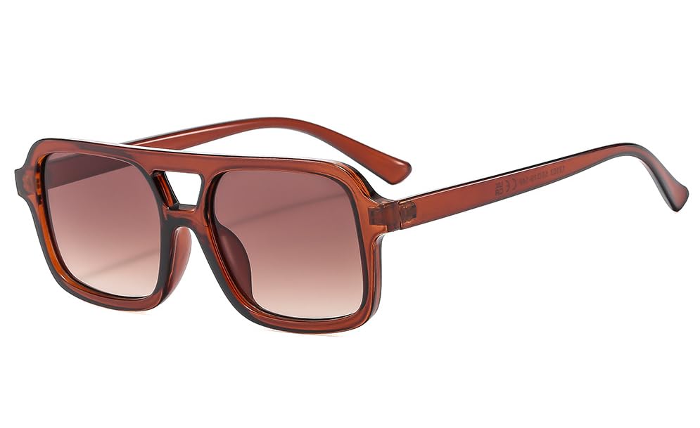 Molerfo Retro Aviator Sunglasses - Trendy Wide Polarized Tortoise Sunglasses for Women & Men - Cheap UV Protection