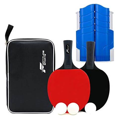 Fortitude Sports Table Tennis Set With Net | Ping Pong Set With 2 Rackets, 3 Balls and Portable Table Tennis Net | Table Tennis Bats and Balls with Retractable Net For Dining Table (Blue & White Net) Cover