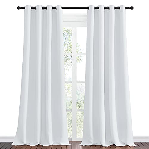 Image of NICETOWN Room Darkening Curtain Panels, 2 Panels, 55 inches W x 120 inches, Greyish White, Home Fashion Ring Top Thermal Insulated Room Darkening Curtains for Bedroom /Nursery