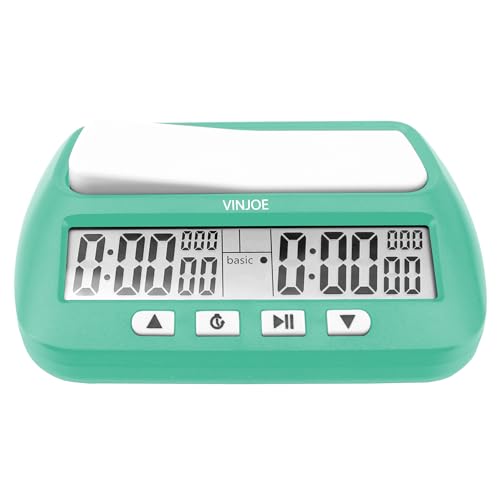 VINJOE Chess Clock Digital Chess Timer Professional for Board Games,Portable Digital Chess Clock & Game Timer with Basic,Bonus,Delay and Positive Time Features Best Gifts for Christmas (Green)