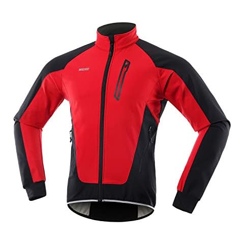 ARSUXEO Cyclisme Veste Homme Hiver Softshell Polaire thermique VTT Vêtement Cycliste 20BUS rouge M Cover