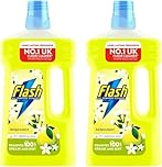 Flash All Purpose Multi-Surface Floor & Kitchen Cleaner, Cuts Grease, Removes Dirt, Leaves Fresh Scent, No Bleach, Streak-Free Shine, (Yellow - Bergamot x 2)