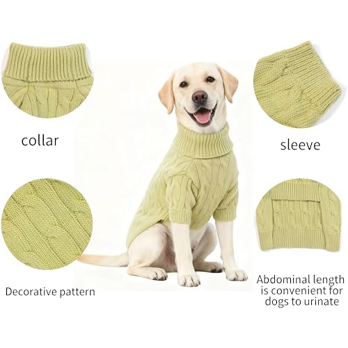 Image of Small /Medium Dog Sweater, Warm Dog Winter Coat w /Sleeves, Comfortable High Neck Premium Dog Clothes for Labrador-Best for Holidays, Daily Walks XL Light Green