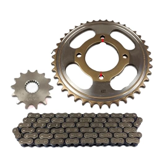 Kit chaîne 116 maillons haute résistance avec pignon 14T et couronne 42T 43T pour GN125