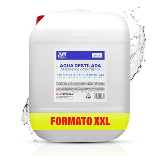 Hostelpak | Agua destilada Desionizada y osmotizada | Plancha, CPAP, Tattoo, Máquinas de esterilización (20L)