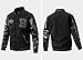 AQQYA Men's Baseball Jacket Fashion Padded College Varsity Jackets Faux Leather Sleeves Button Down Bomber Coat