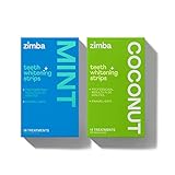 Zimba Teeth Whitening Strips for Teeth Sensitive Vegan White Strips for Teeth Whitening Hydrogen Peroxide Teeth Whitener Stain Remover 56 White Strips (28 Day Treatment), Mint & Coconut
