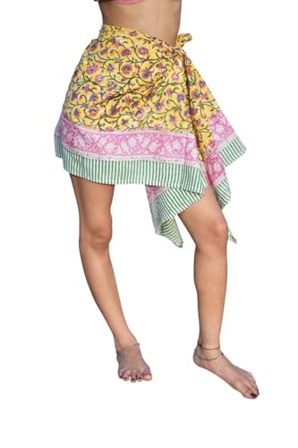 Block Print Sarong | Beach Towel Cover-Up Ethnic Print Sarongs Wrap | Cotton Summer Scarf Lightweight Cotton Sarong | Boho Beachwear Wrap