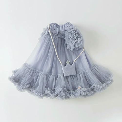 Robe de princesse grise et bleue haut de gamme pour bébés filles - 7