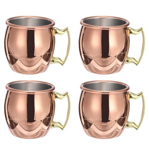 sourcing map Tazas de Cobre 60ml/2 OZ Mini Tazas de Cóctel 4 Unidades Vasos de Chupito de Acero Inoxidable Chapados En Cobre Tazas de Cóctel para Fiestas y Regalos Oro Rosa