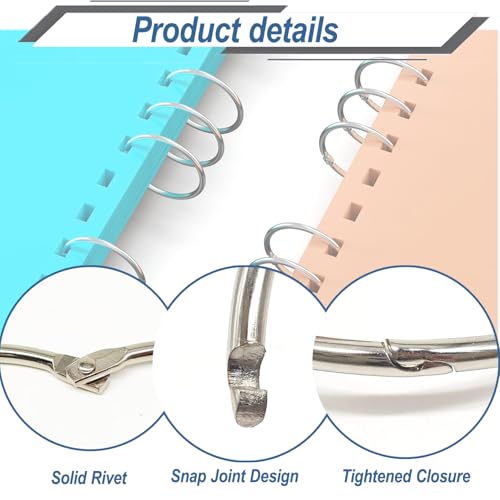 1 Inch 50 Pack Loose Leaf Binder Rings Metal Rings for Crafts Book Rings for Index Cards, Key Rings & School/Office Supplies