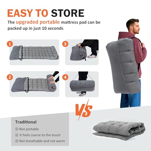 ATORPOK SHOP Camp Beds for Adults with Cushion, Portable Tent Comfortable Travel Camping Cot for Sleeping, cot with Carry Bag Supports 450 lbs (Gray) - Image 2
