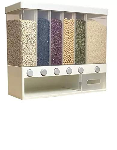 D MARK Depósito organizador de alimentos secos 6 en 1 de plástico, de silicona, montado en la pared, para el hogar y la cocina, multicolor