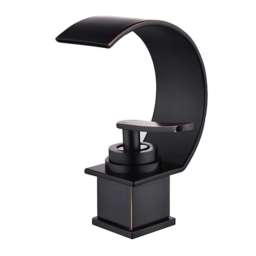 Robinet salle de bain cascade mitigeur eau chaude froide laiton noir