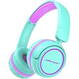Cuffie Bluetooth per bambini, 80 ore di autonomia, leggere, senza fili, limite di volume sicuro di 85/94 dB, Bluetooth 5.4, microfono integrato, per scuola, viaggi, iPad, tablet (verde)