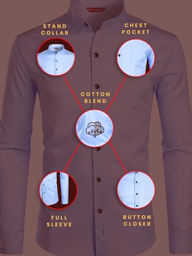 Image of Men's Slim Fit Beige Color Cotton Blend Casual Shirt