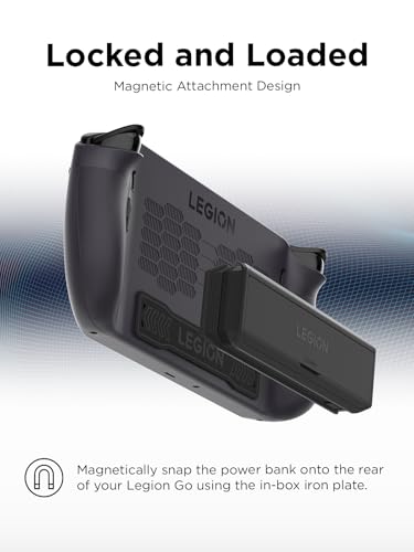 Image of Lenovo Legion Go 65W 12800 Power Bank, Portable Power for Handheld Gaming and Other Devices, USB-C Integrated Cable, Magnetic Attach, Built-in Stand, Black