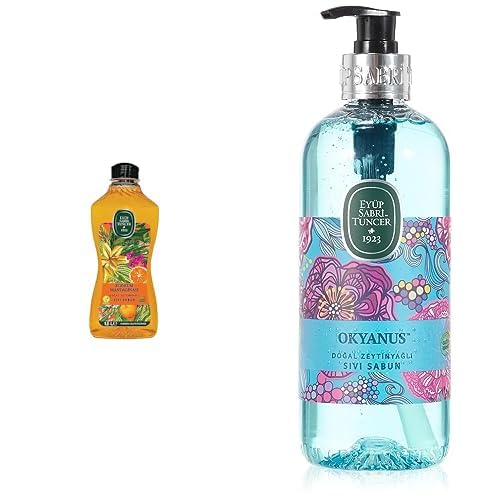 Eyüp Sabri Tuncer Doğal Zeytinyağlı Sıvı Sabun, Bodrum Mandalinası, 1,5 L Pet Şişe (1 x 1500 ml) xEyüp Sabri Tuncer Doğal Zeytinyağlı Sıvı Sabun Okyanus Kokulu Pet Şişe (500 ml)