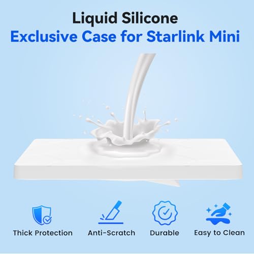 Image of Starlink Mini Case Protective Cover, Hailproof Liquid Silicone Protective Case for Starlink Satellite Dish, Starlink Mini Accessories Waterproof Shockproof Portable for Outdoor Camping, White