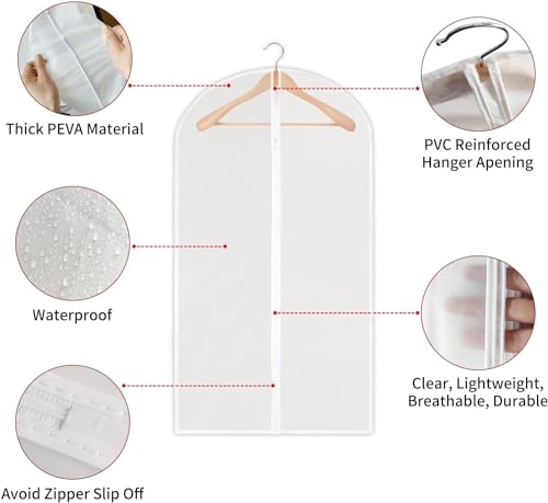 Image of Nibbler Pack of 2 Clothes Hanging Bag, Washable Plastic Wardrobe Storage Bag, Dust Cover Waterproof Closet Organizer (Pack of 2)