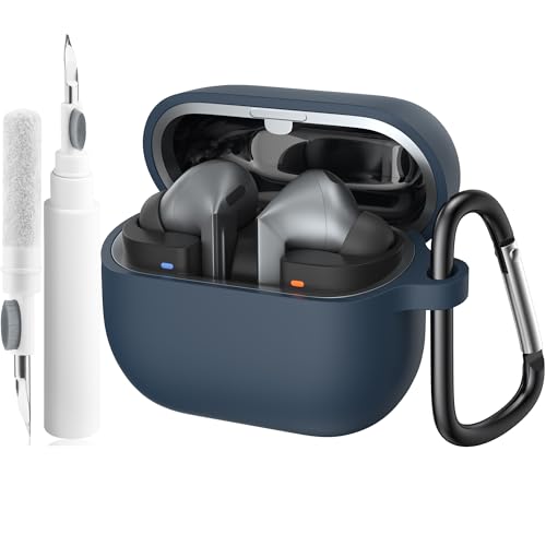 Case for Samsung Galaxy Buds 3 /Buds 3 Pro with Cleaner Pen Silicone Protective Cover for Buds 3 Generation with Hook Supports Wireless Charging LED Front Visible