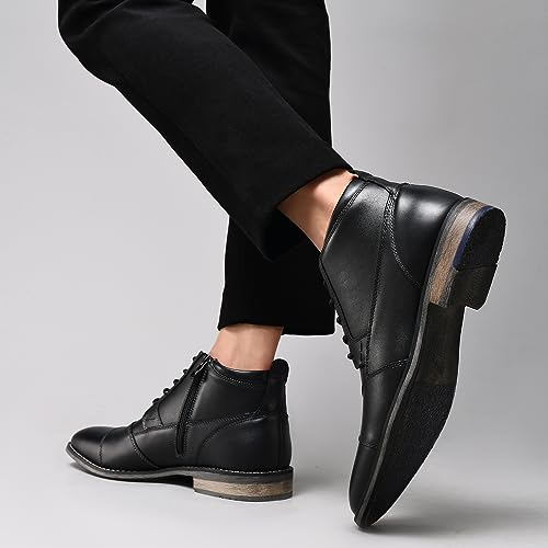 Image of Arkbird Men's Dress Boots Genuine Leather Cap Toe Ankle Boot with Side Zipper for Casual Business Formal Wear