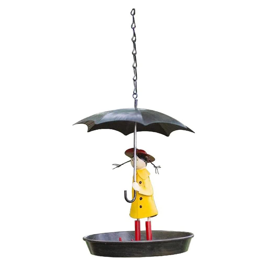 Mangiatoia per uccellini per bambine con ombrello, mangiatoie per uccelli selvatici da appendere all'aperto creative per decorazioni per terrazze per recinzioni del patio del cortile del giardino