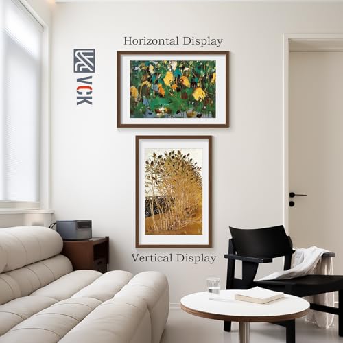 Image of VCK 20x30 Poster Frame 5 Pack, Brown Wood, 16x24 Mat, for Wall Art