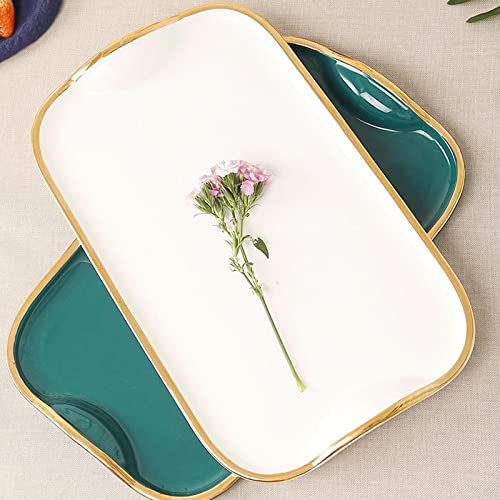 Plato rectangular de cerámica premium con asa para aperitivos 6