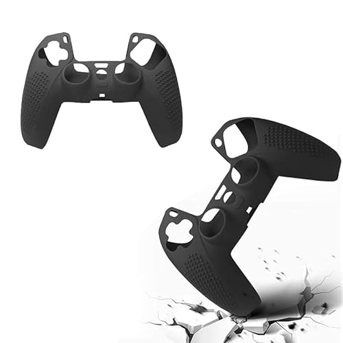 Capa Case Protetora De Silicone Gel Para Controle Playstation 5 Ps5 Cores Camuflada E Lisa (PRETO)