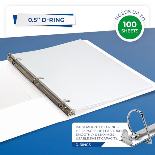 Image of Samsill Durable 0.5 inch 3 Ring Binder, D Ring Binder, 100% Recycled Chipboard, White, 4 Pack