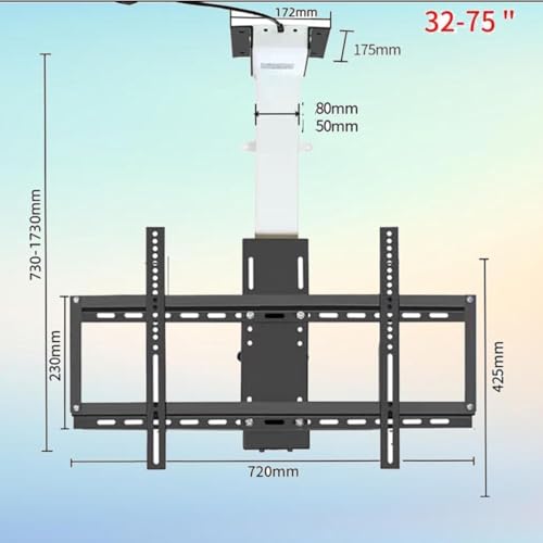 Support TV électrique de plafond motorisé noir et blanc avec télécommande - 3