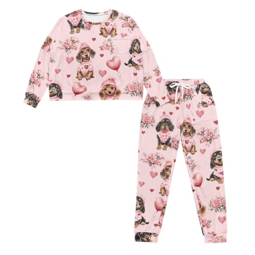 Image of Women's 2 Piece Printed Pajama Set Long Sleeve Sleepwear Set with Long Pants Casual Lounge Sets with Pocket