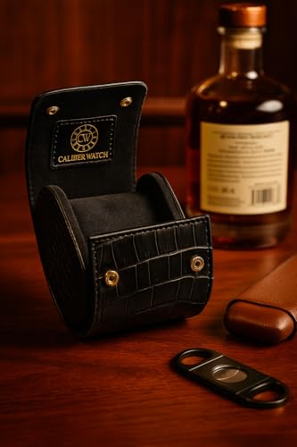 Image of Genuine Napa Leather Watch Roll Travel Case for 3 Watches - Travel Watch Rolls and Leather Watch Display Cases with Velvet Interior - Watch Storage Organizer Men's (Blac - Single)