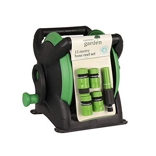 garden mile® Conectores de Manguera de riego y Pistolas de pulverización, Juego de carretes de Manguera Compacto de 15 m
