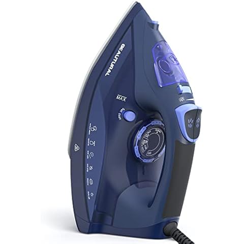 BEAUTURAL Dampfbügeleisen, 2600W Bügeleisen mit Keramik-Bügelsohle 350ML Tank 1.9M Kabellänge Selbstreinigung Abschaltautomatik Tropfstopp Blau Cover