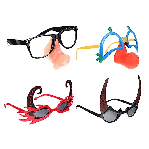 Homoyoyo Funny Glasses Set 4pcs Halloween Glasses Party Eyeglasses Fake Lenses for Drinking