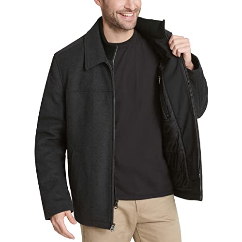 Image of DOCKERS Men's Wool Blend Zip Up Jacket With Quilted Bib