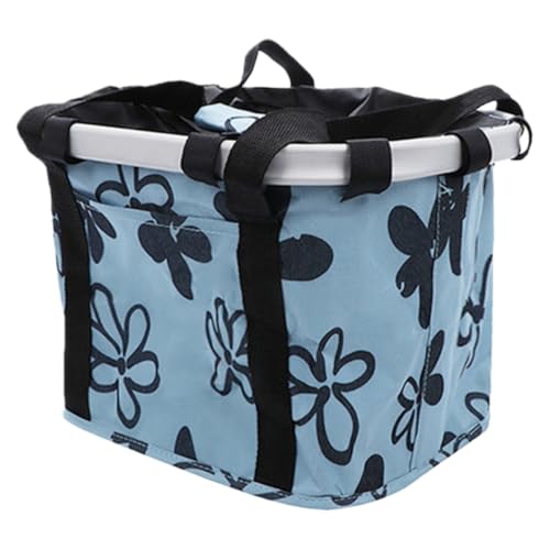 Vzck 自転車用バスケット かご 前かご 取り外し可能 折りたたみ 大容量 防水 取り外し簡単 アルミ合金フレーム オックスフォード生地 伸縮ロープ付き 取り付け簡単 通勤 買い物 ペットキャリー マウンテンバイク/クロスバイク/折りたたみ自転車対応 (