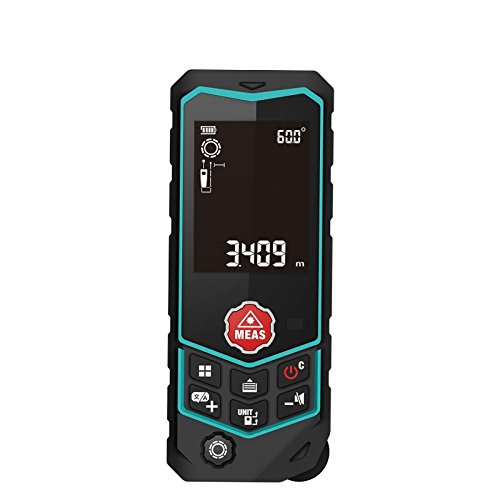 Perfect-Prime RF0040R2, Laser Distance Range Finder Meter Measuring, Electronic level 131ft, Wheel/Curve/Pythagorean/Volume/Area/Triangular calculation, 2.4 big screen, Backlight/IP65,voice