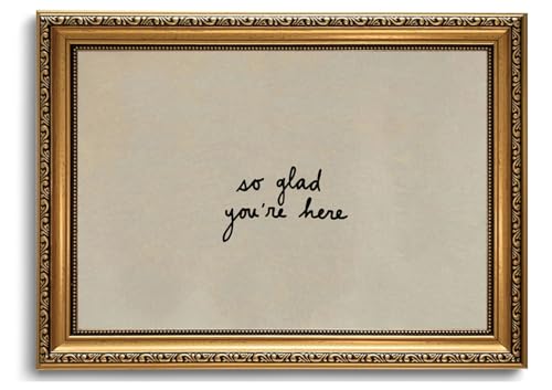 Framed Wall Art So Glad You'Re Here Pictures Handwritten Quote Canvas Art Neutral Beige Paintings Prints Farmhouse Wall Decor For Entryway Living Room Guest Room 12x16in