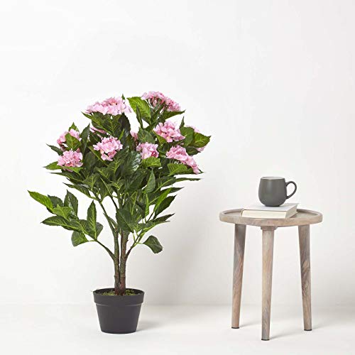 HOMESCAPES Roze Hortensia Kunstplant met Zwarte Pot, 85 cm (2,8 ft) - Afbeelding 7