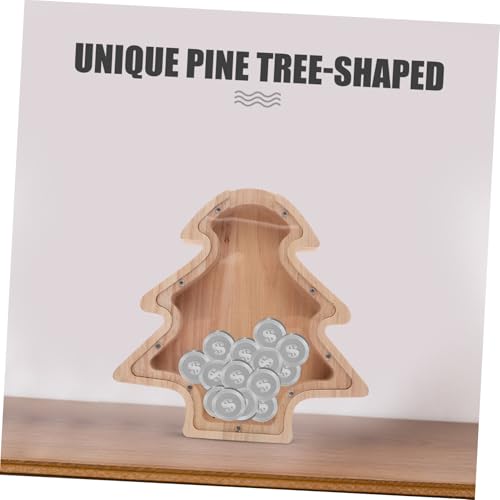Hucha de Madera con Diseño de Árbol de Navidad miniatura 3
