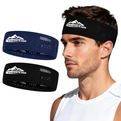 AUYAO Bandeau de Sport pour Homme Femme, Bandeau Cheveux Léger, Bandana Élastiques, Headband Bandeau Running Respirant, Accessoires de Sport pour Course, Yoga, Fitness, Tennis, Bleu Marine, Noir – vue 8